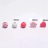 Pink Flowers Wooden Beads DIY Bracelet Accessories