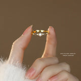 925 Silver French Shell Pearls Ring for Women Wedding Party