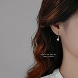 925 Silver Vintage Geometric Pearl Zircon Earrings
