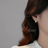 925 Sterling Silver Shell Pearl Zircon Stud Earrings Gift