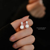 925 Sterling Silver Shell Pearl Zircon Stud Earrings Gift
