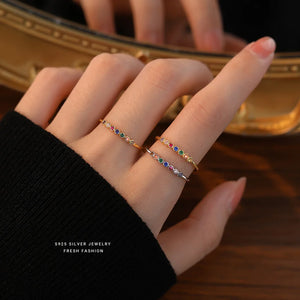 925 Sterling Silver Colorful Zircon Ring for Women
