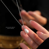 925 Silver Necklace French Vintage Shell Pearl Pendant for Women