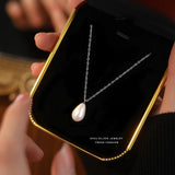 925 Silver Necklace French Vintage Shell Pearl Pendant for Women