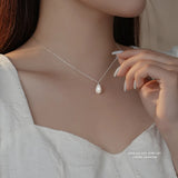 925 Silver Necklace French Vintage Shell Pearl Pendant for Women