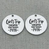 Girls Trip Necklace Pendant, Engraved Charms, Custom Charms, 22mm, 5Pcs