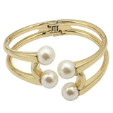 Women's Pearl Metal Bracelet Alloy Bangle Jewelry