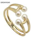 Women's Pearl Metal Bracelet Alloy Bangle Jewelry
