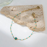 Women's Bracelet, 18K Plated Stainless Steel, Natural Stones