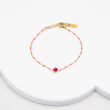 Women's Bracelet, 18K Plated Stainless Steel, Natural Stones
