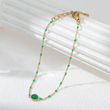 Women's Bracelet, 18K Plated Stainless Steel, Natural Stones