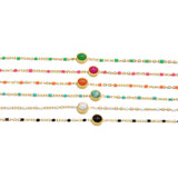Women's Bracelet, 18K Plated Stainless Steel, Natural Stones