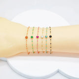 Women's Bracelet, 18K Plated Stainless Steel, Natural Stones