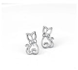 925 Sterling Silver Cat Zircon Earrings for Women
