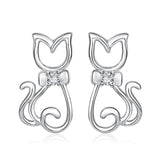 925 Sterling Silver Cat Zircon Earrings for Women