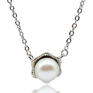 Freshwater Pearl Starfish Pendant Silver Necklace