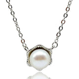 Freshwater Pearl Starfish Pendant Silver Necklace