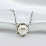 Freshwater Pearl Starfish Pendant Silver Necklace