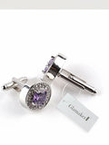 Crystal Inlay French Cuff Cufflinks Round Shape Jewelry