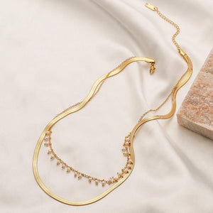 Glamorous Vintage Stainless Steel Chain Necklace With Pearl