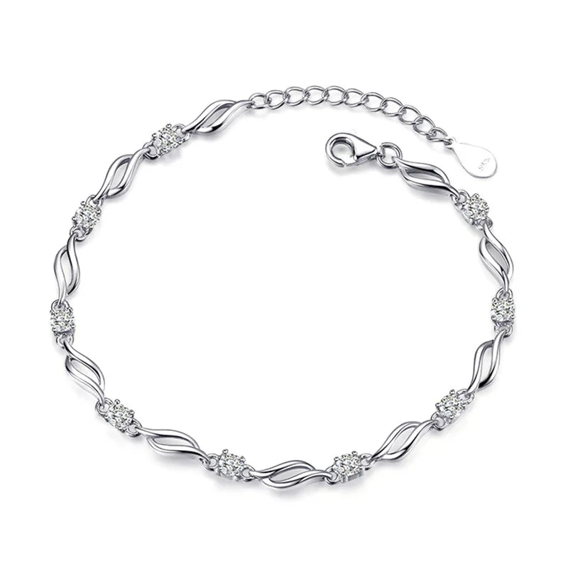 Glamour Crystal Purple Women's Bracelet 925 Sterling Silver