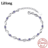 Glamour Crystal Purple Women's Bracelet 925 Sterling Silver