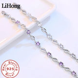 Glamour Crystal Purple Women's Bracelet 925 Sterling Silver