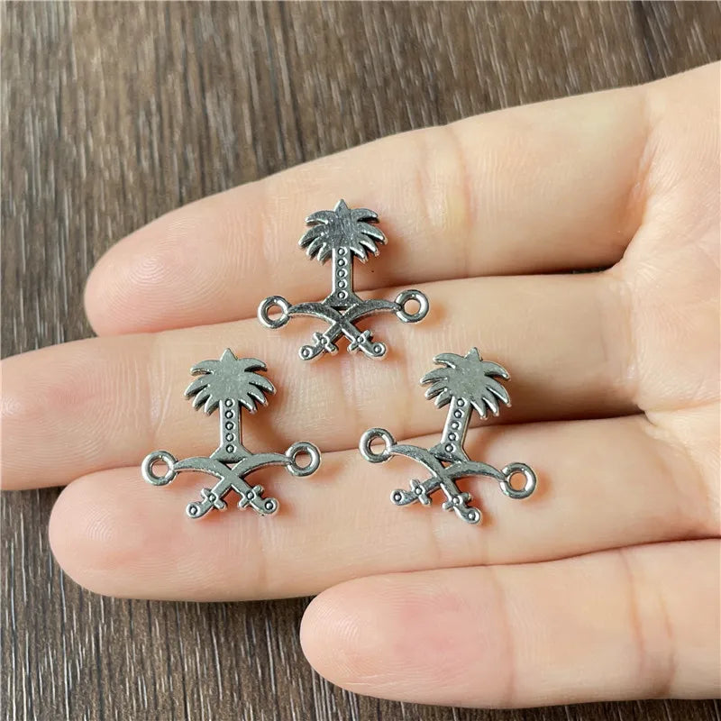 Coconut Tree Saudi Emblem Double Ring Muslim Jewelry