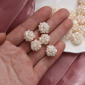 12-13mm Flower Ball Natural Pearl Hand-Woven DIY Jewelry Earring Pendant