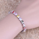 Glaring Red Garnet Silver Plated Chain Bracelet 7 inch S0356