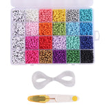 Glass Beads 4mm Elastic String Cord Alphabet Letter Beads Kit for Jewelry Making