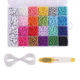 Glass Beads 4mm Elastic String Cord Alphabet Letter Beads Kit for Jewelry Making