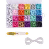 Glass Beads 4mm Elastic String Cord Alphabet Letter Beads Kit for Jewelry Making
