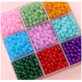 Cat's Eye Glass Beads 6-8mm Jade Round Loose Spacer for Jewelry Making