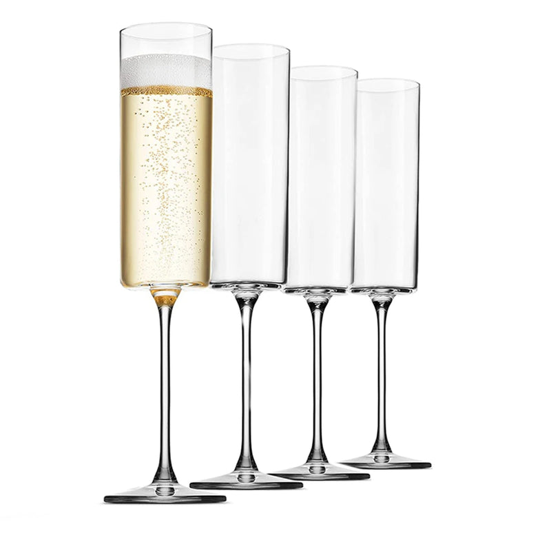 4 Pack 6-Ounce Square Edge Glass Champagne Glasses Set