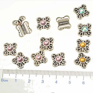 10mm Glass Crystal Beads 30pcs Silver Plate Metal DIY Jewelry Findings