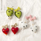 Crystal Polka Dots Heart Beads Ornament Accessories 20pcs 21*20mm DIY