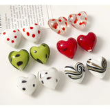Crystal Polka Dots Heart Beads Ornament Accessories 20pcs 21*20mm DIY