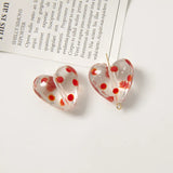 Crystal Polka Dots Heart Beads Ornament Accessories 20pcs 21*20mm DIY