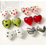 Crystal Polka Dots Heart Beads Ornament Accessories 20pcs 21*20mm DIY