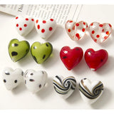 Crystal Polka Dots Heart Beads Ornament Accessories 20pcs 21*20mm DIY