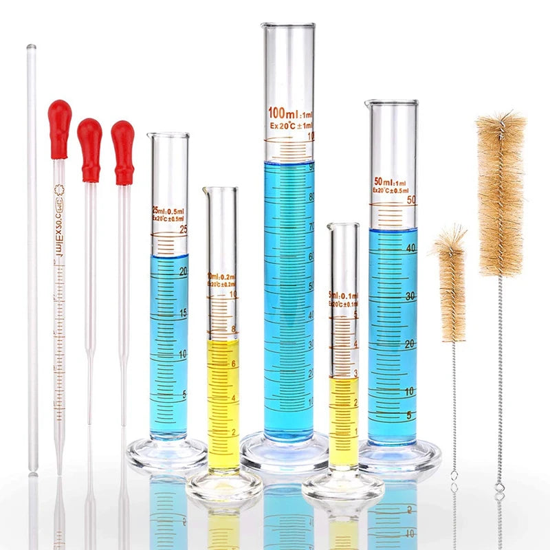 Borosilicate Measuring Cylinders Set + Accessories
