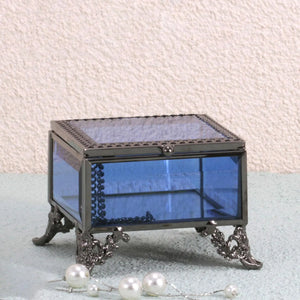 Glass Jewelry Box Earrings Rings Box with Lid