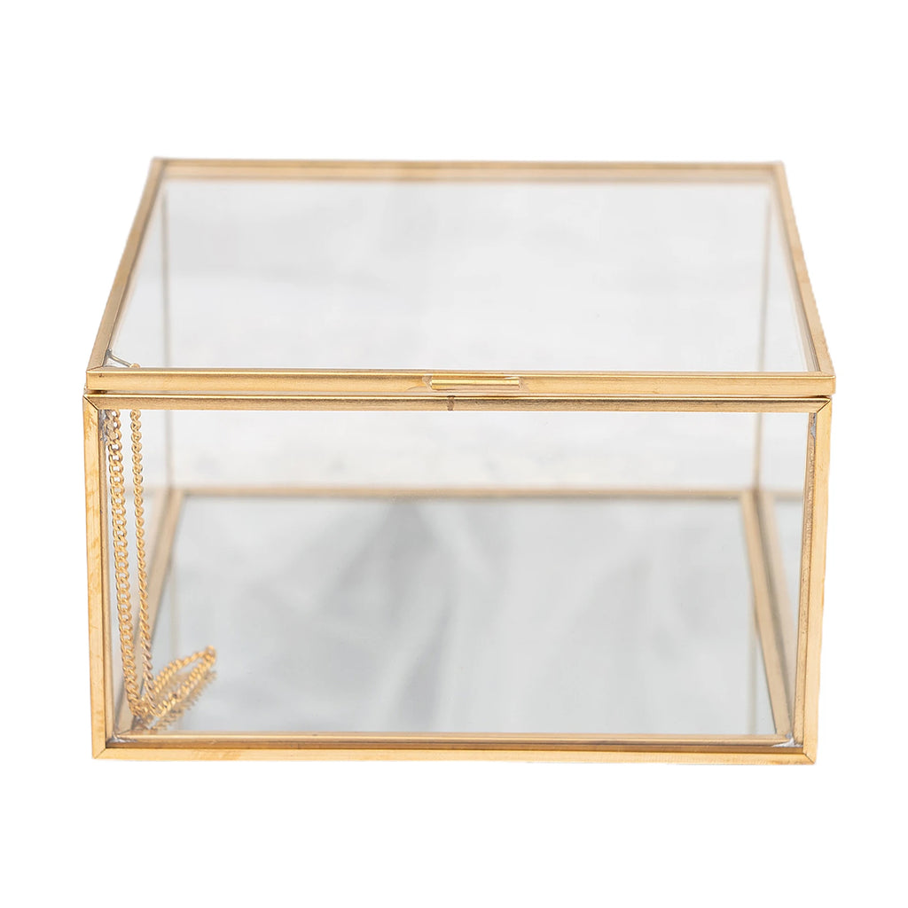 Vintage Clear Glass Jewelry Box Tray Candle Holder Organizer