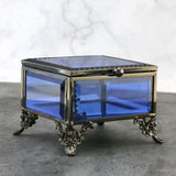 Glass Jewelry Box with Lid Trinket Earrings Rings Box