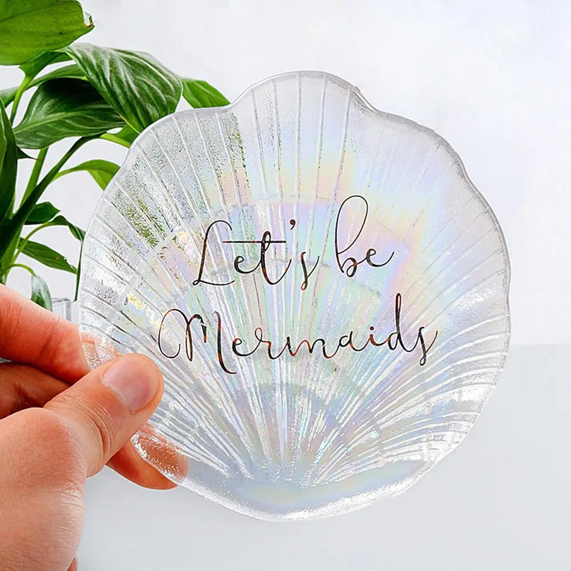 Shell Shape Glass Jewelry Display Plate Organizer