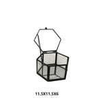 Glass Jewelry Storage Box with Copper Edge - Hexagonal Shape