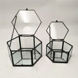 Glass Jewelry Storage Box Hexagonal Necklace Bracelet Display Case