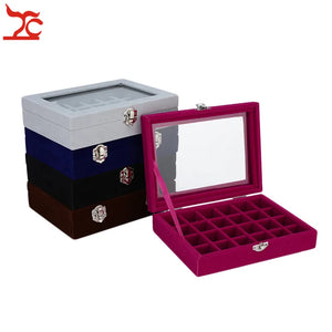 24 Grids Velvet Jewelry Display Organizer Holder Case