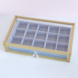 Glass Lidded Jewelry Box Keepsake Display Tray Organizer Case Wedding